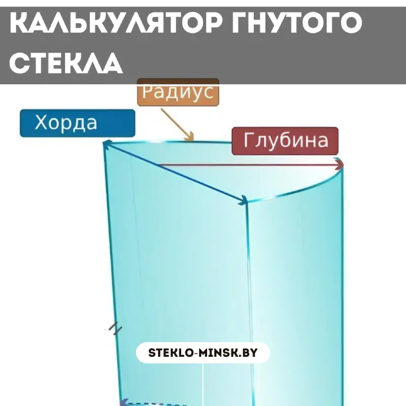 Калькулятор гнутого стекла. Расчет длины дуги и радиуса